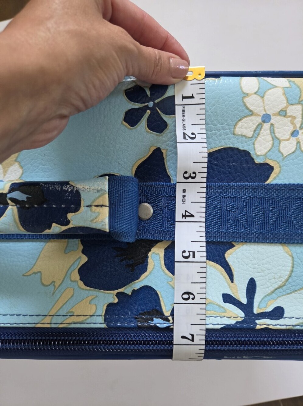 Roxy Vintage blue tropical floral wheeled rolling suitcase Y2K 2000s travel - Picture 15 of 15